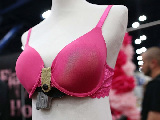 For the ladies. A bra with a built-in concealed firearm holster made by Flashbang Holsters is displayed. Justin Sullivan- Getty images
