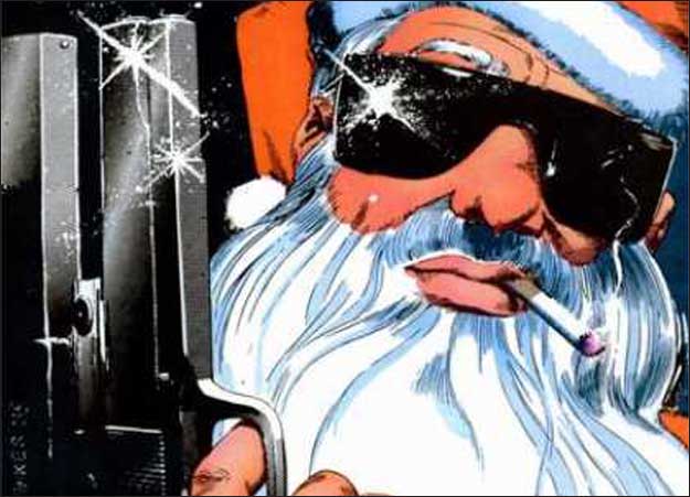 Gun-Toting Santa. Kyle Baker 1986. The Spectacular Spider-Man #112