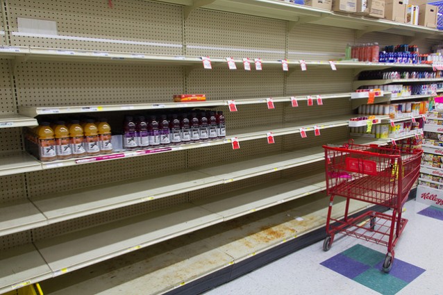 Empty shelves at a local Foodland between Freedom Industries and American Water. CREDIT: FOO CONNER/@IWASAROUND